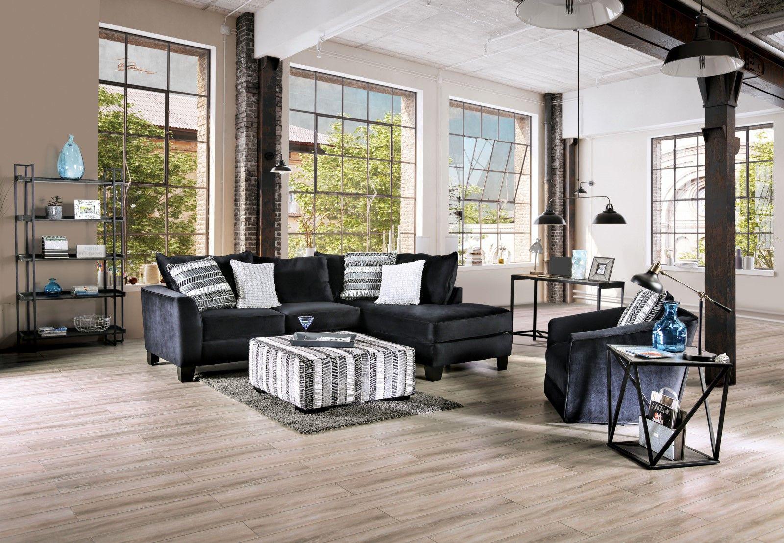 Furniture of America - Modbury - Sectional - Black - 5th Avenue Furniture