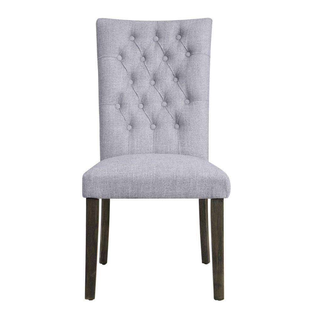 ACME - Merel - Side Chair (Set of 2) - Gray Linen & Gray Oak - 5th Avenue Furniture