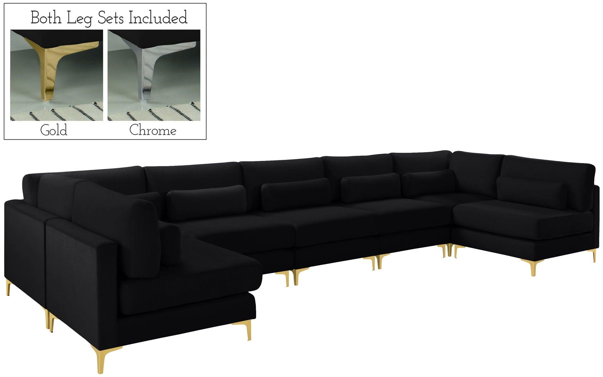 Meridian Furniture - Julia - Modular Sectional 7 Piece - Black - 5th Avenue Furniture