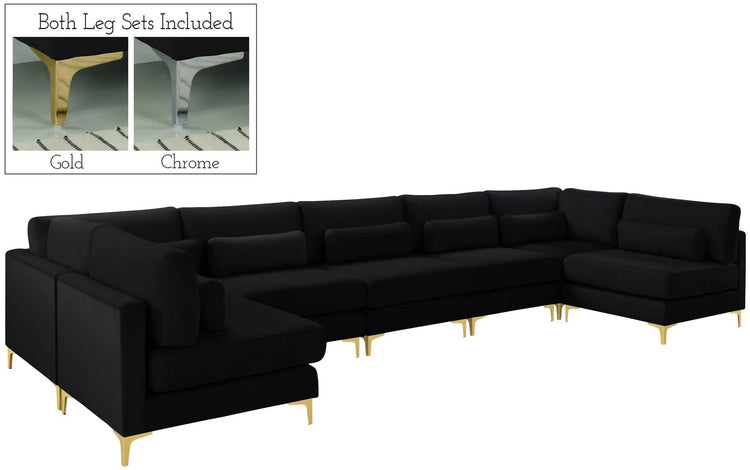 Meridian Furniture - Julia - Modular Sectional 7 Piece - Black - 5th Avenue Furniture