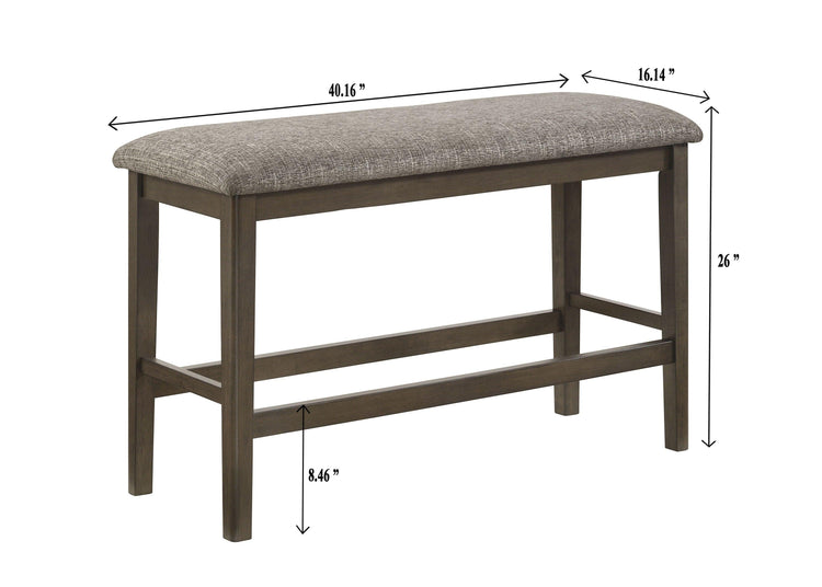 Crown Mark - Ember - Counter Height Bench - Dark Gray - 5th Avenue Furniture