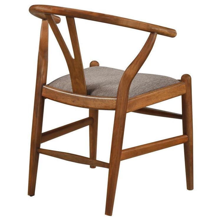 Coaster Fine Furniture - Dinah - Danish Y-Shaped Back Wishbone Dining Side Chair (Set of 2) - Walnut And Brown - 5th Avenue Furniture