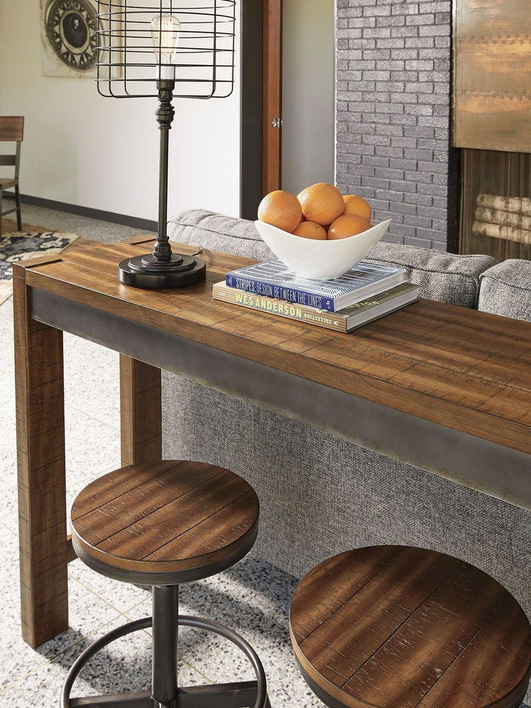 Signature Design by Ashley® - Torjin - Dark Brown - 3 Pc. - Long Counter Table, 2 Stools - 5th Avenue Furniture