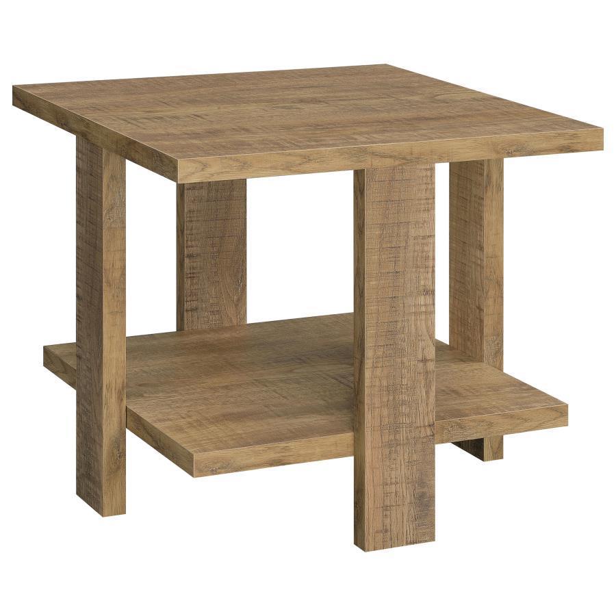 Coaster Fine Furniture - Dawn - Square Engineered Wood End Table With Shelf - Mango - 5th Avenue Furniture