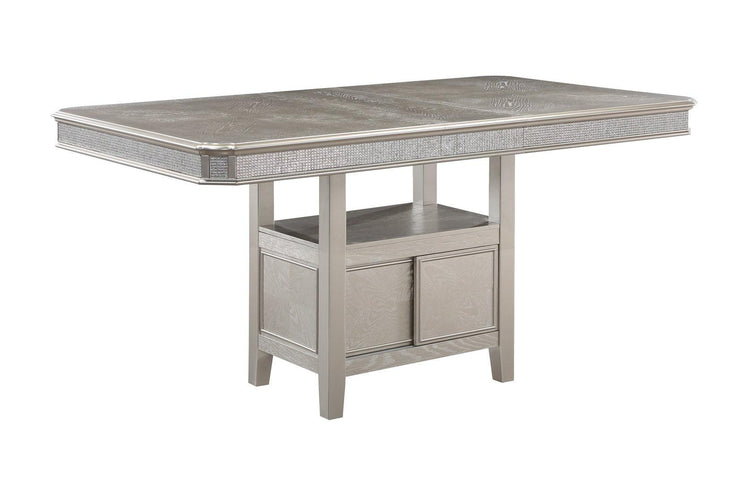 Crown Mark - Klina - Counter Height Table (1 X 12 Leaf) - Pearl Silver - 5th Avenue Furniture