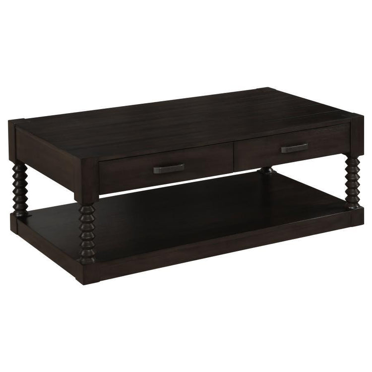 CoasterEssence - Meredith - 2-Drawer Coffee Table - Coffee Bean - 5th Avenue Furniture