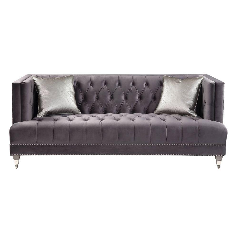 ACME - Hegio - Sofa - Gray Velvet - 5th Avenue Furniture