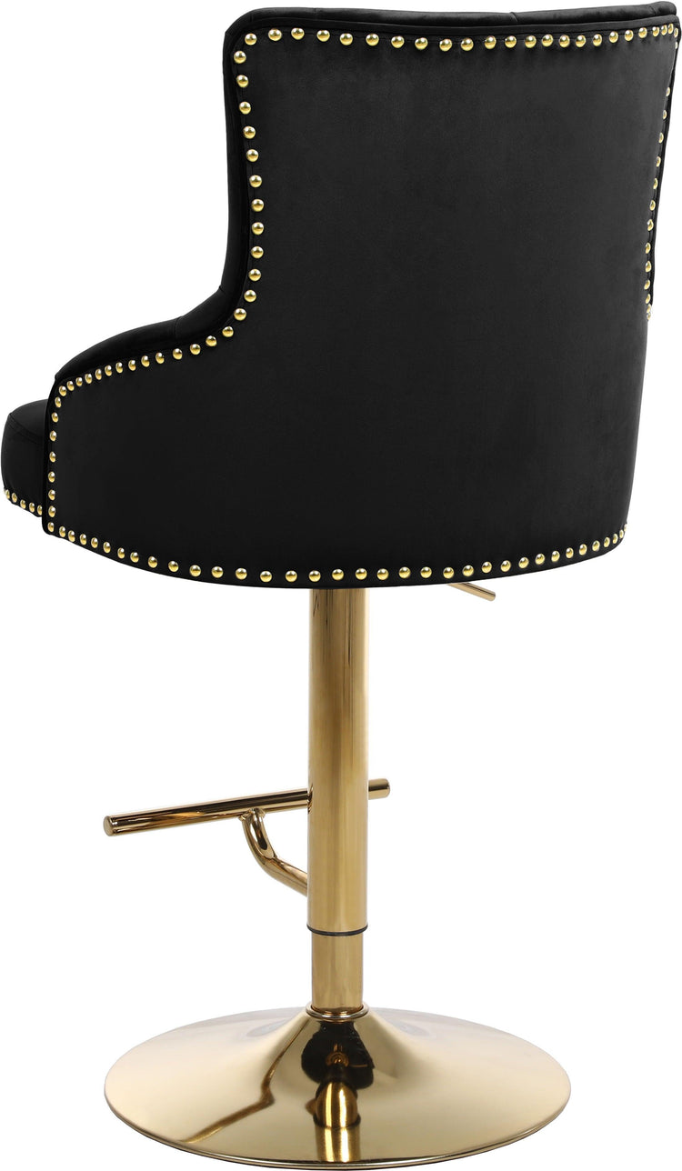 Meridian Furniture - Claude - Adjustable Stool with Gold Base - 5th Avenue Furniture