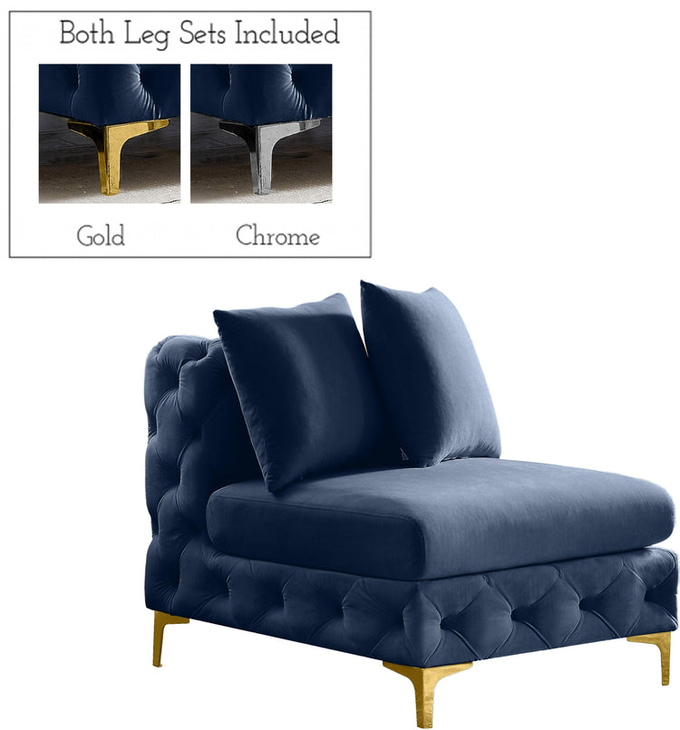 Meridian Furniture - Tremblay - Armless Chair - Navy - 5th Avenue Furniture