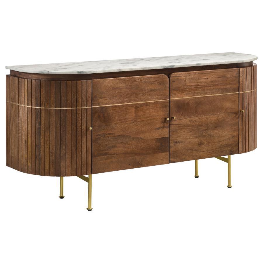 CoasterElevations - Ortega - 4-Door Marble Top Dining Sideboard Server - White And Natural - 5th Avenue Furniture