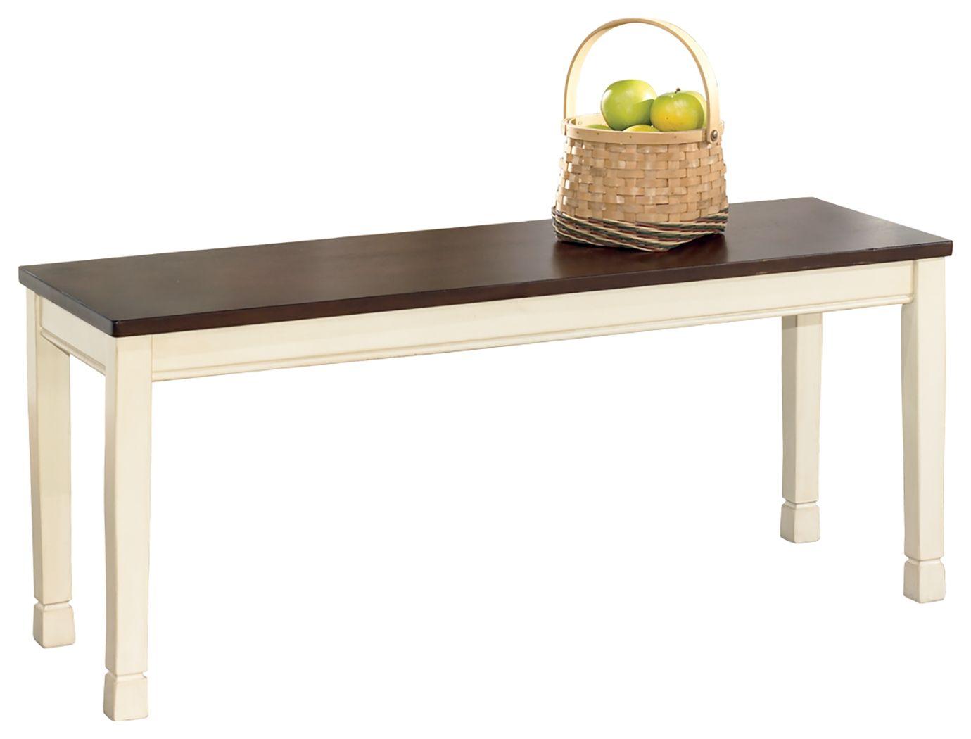 Ashley Furniture - Whitesburg - Brown / Cottage White - Large Dining Room Bench - 5th Avenue Furniture