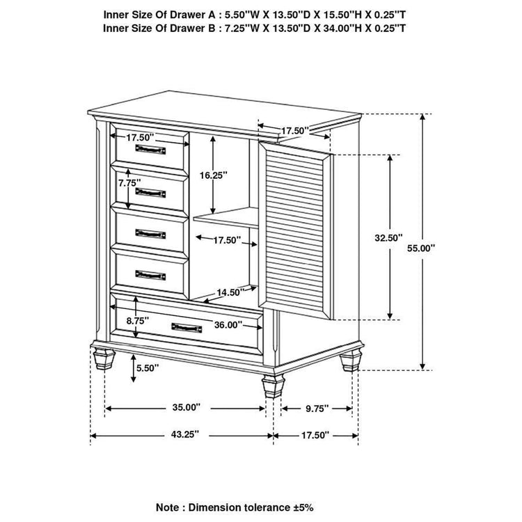 CoasterEssence - Franco - 5-drawer Gentleman’s Chest - 5th Avenue Furniture