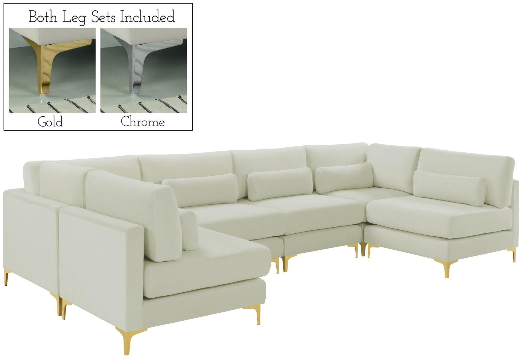 Meridian Furniture - Julia - Modular Sectional 6 Piece - Cream - 5th Avenue Furniture