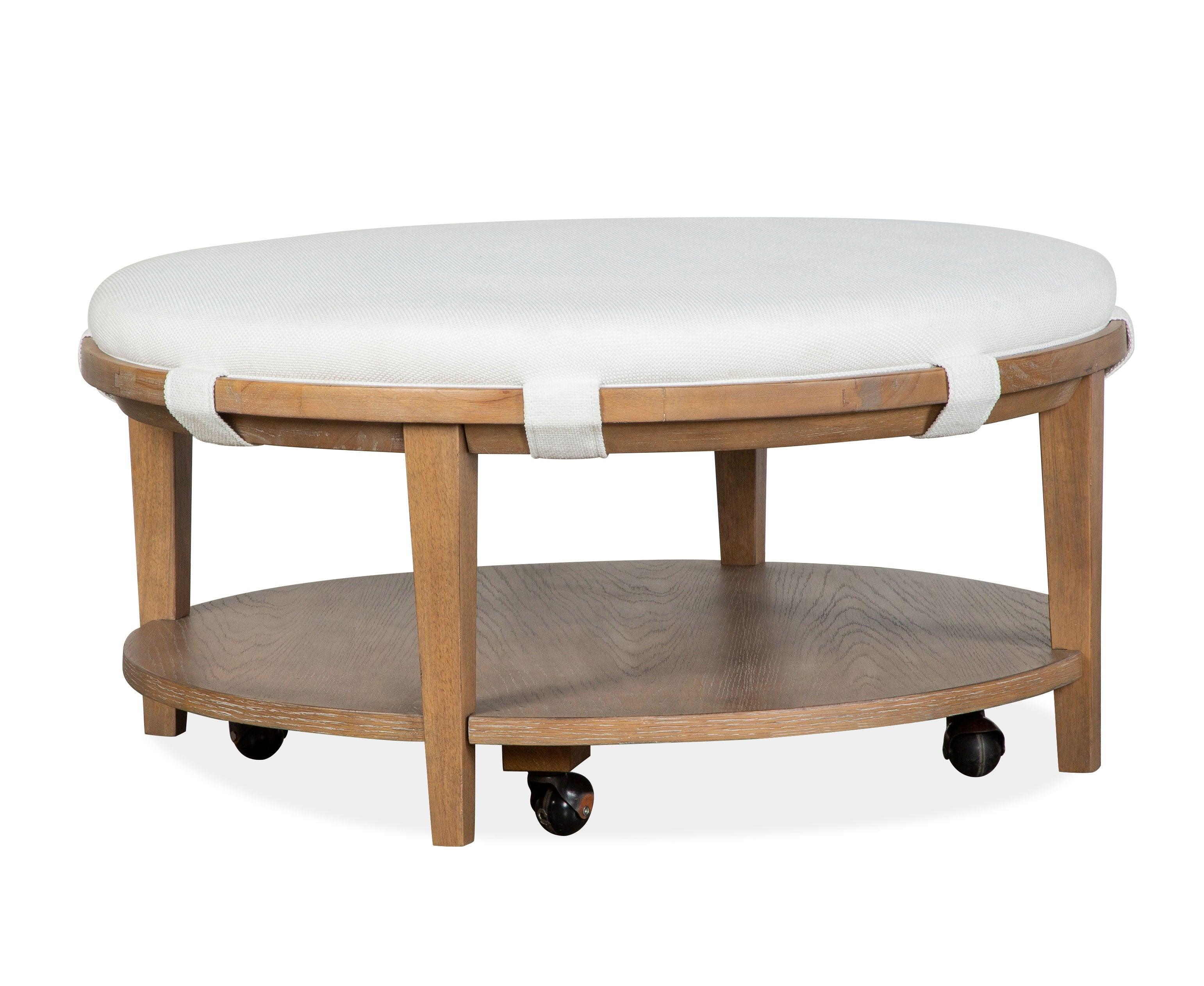 Magnussen Furniture - Lindon - Round Cocktail Table With Upholstered Top & Casters - 5th Avenue Furniture