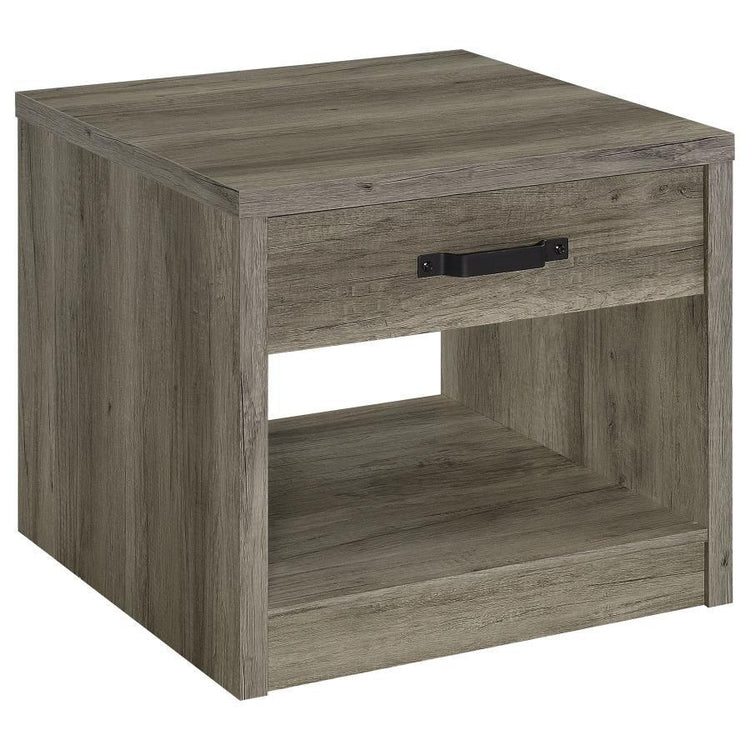 Coaster Fine Furniture - Felix - 1-Drawer Square Engineered Wood End Table - Gray Driftwood - 5th Avenue Furniture