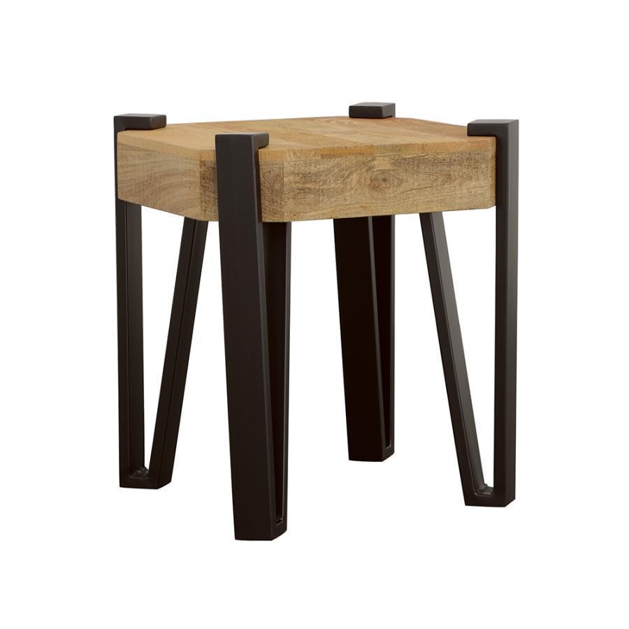 CoasterEssence - Winston - Wooden Square Top End Table - Natural And Matte Black - 5th Avenue Furniture