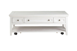 Magnussen Furniture - Heron Cove - Rectangular Cocktail Table With Casters - Chalk White - 5th Avenue Furniture