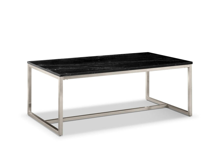 Magnussen Furniture - Kira - Rectangular Cocktail Table - Black Marble And Brushed Nickel - 5th Avenue Furniture