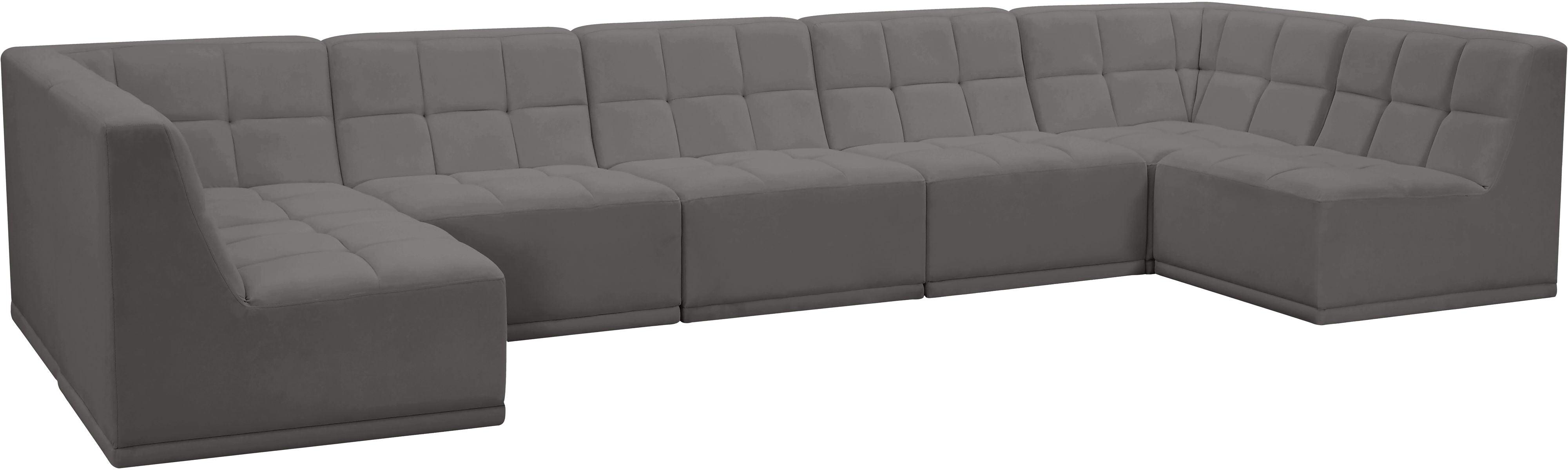 Meridian Furniture - Relax - Modular Sectional 7 Piece - Gray - 5th Avenue Furniture