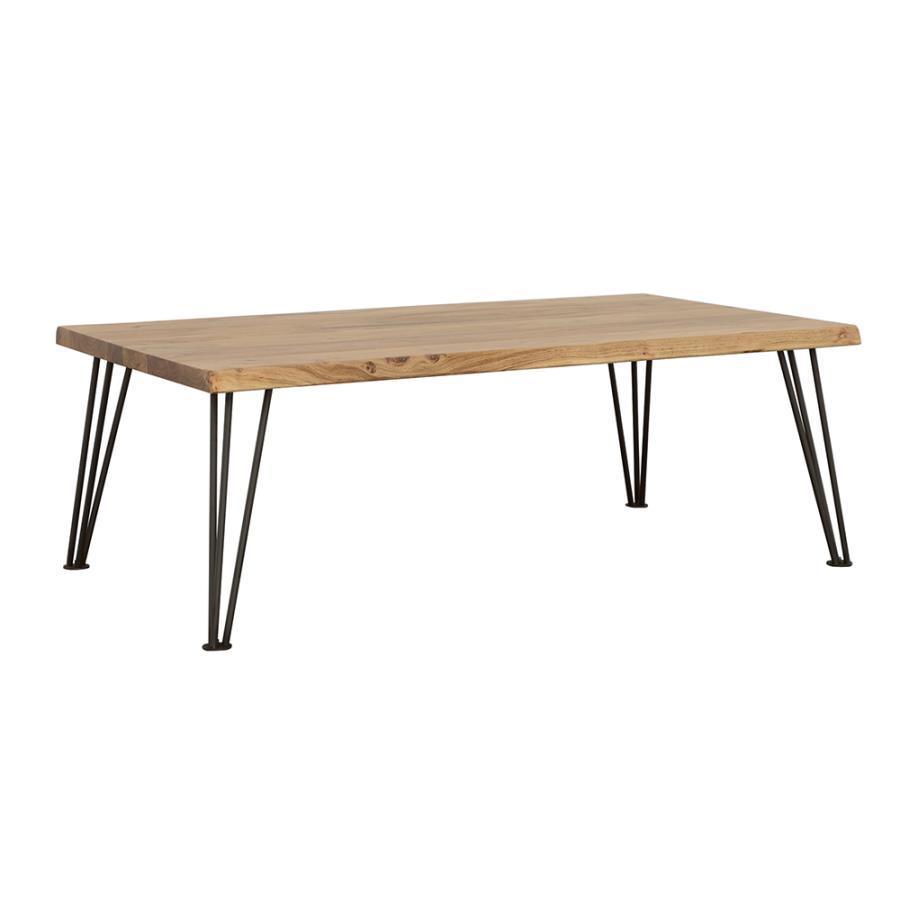 CoasterEssence - Zander - Coffee Table With Hairpin Leg - Natural And Matte Black - 5th Avenue Furniture
