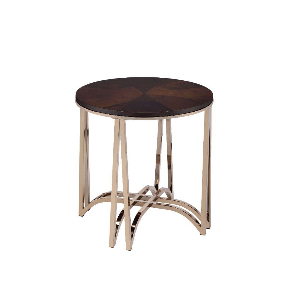 ACME - Novus - End Table - Walnut & Champagne - 5th Avenue Furniture