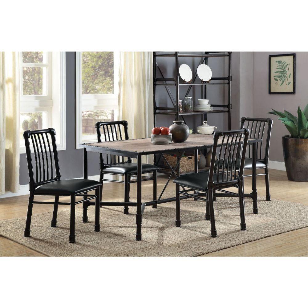 ACME - Caitlin - Dining Table - Rustic Oak & Black - 5th Avenue Furniture