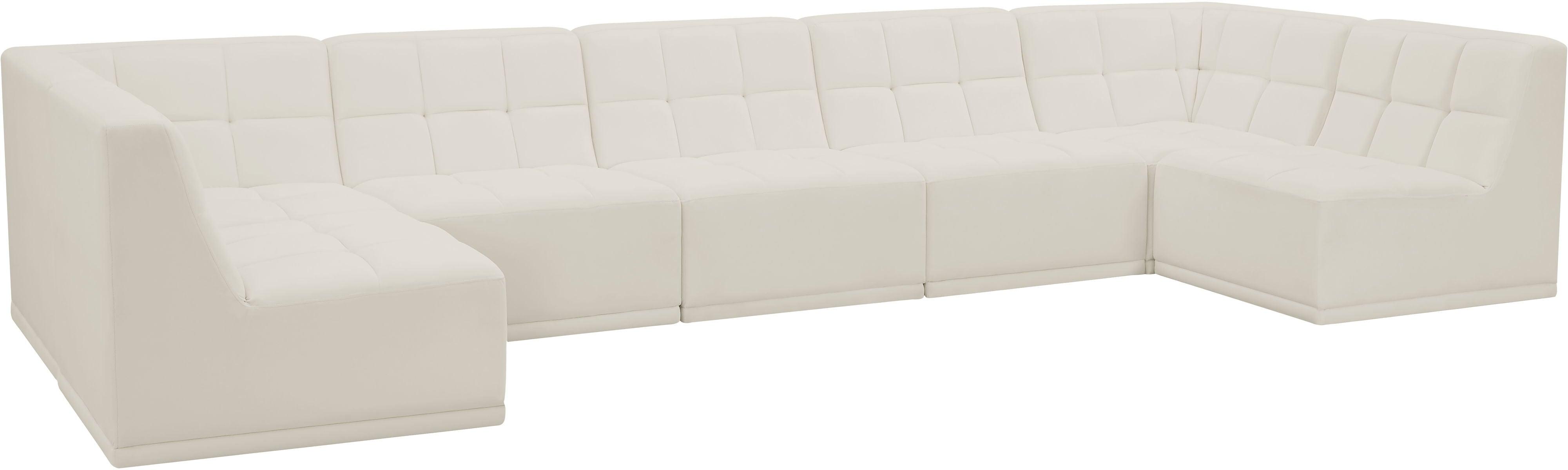 Meridian Furniture - Relax - Modular Sectional 7 Piece - Cream - 5th Avenue Furniture