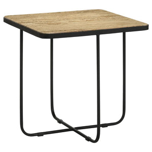 CoasterEssence - Elyna - Square Accent Table - Travertine And Black - 5th Avenue Furniture