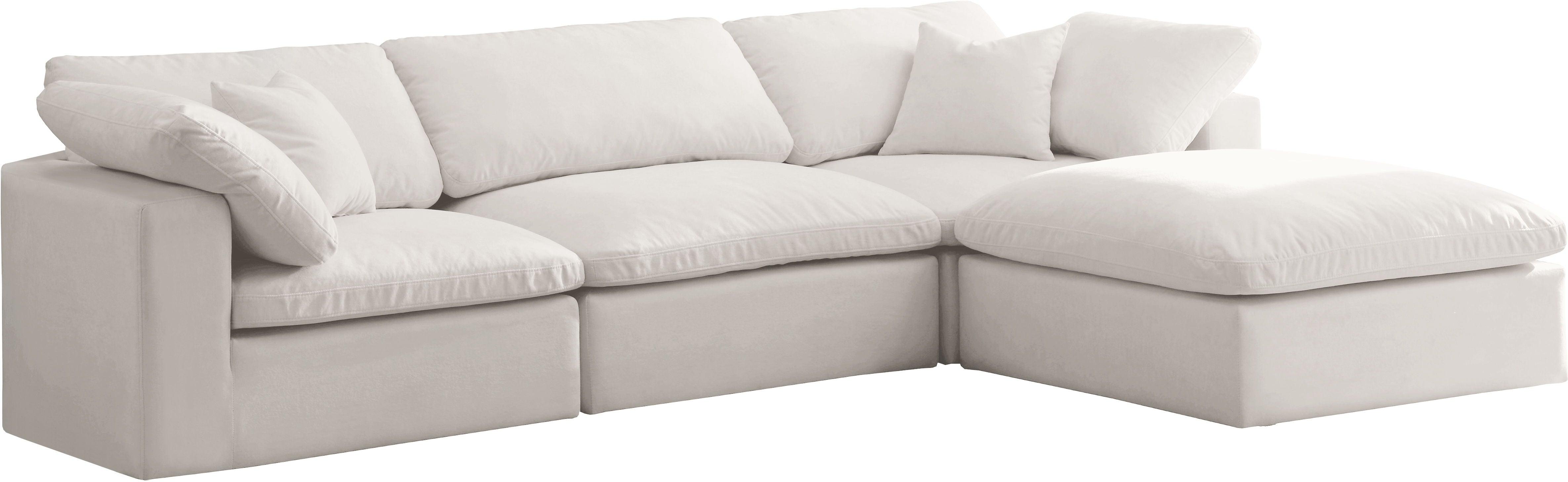 Meridian Furniture - Cozy - Velvet Comfort Modular Sectional - Cream - 5th Avenue Furniture