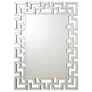 CoasterEssence - Forman - Interlocking Greek Frameless Wall Mirror - Silver - 5th Avenue Furniture