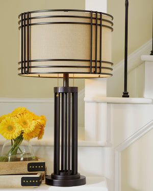 Ashley Furniture - Hanswell - Dark Brown - Metal Table Lamp - 5th Avenue Furniture