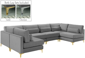 Meridian Furniture - Julia - Modular Sectional 6 Piece - Gray - 5th Avenue Furniture