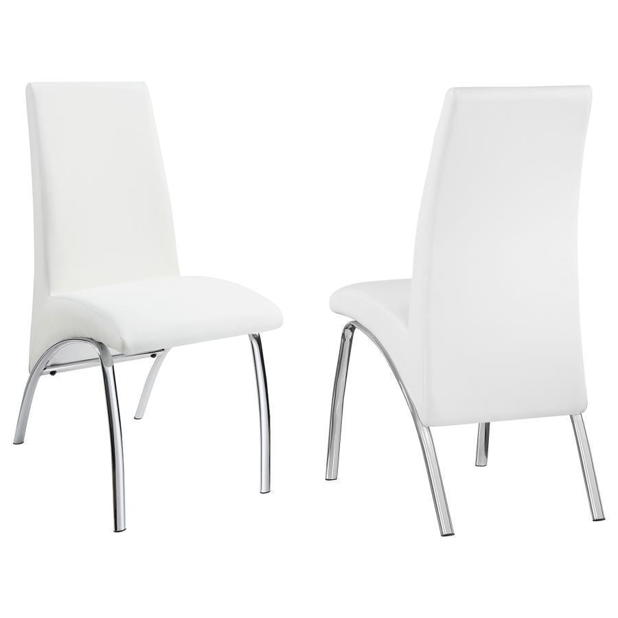 CoasterEssence - Bishop - Upholstered Side Chairs (Set of 2) - White And Chrome - 5th Avenue Furniture