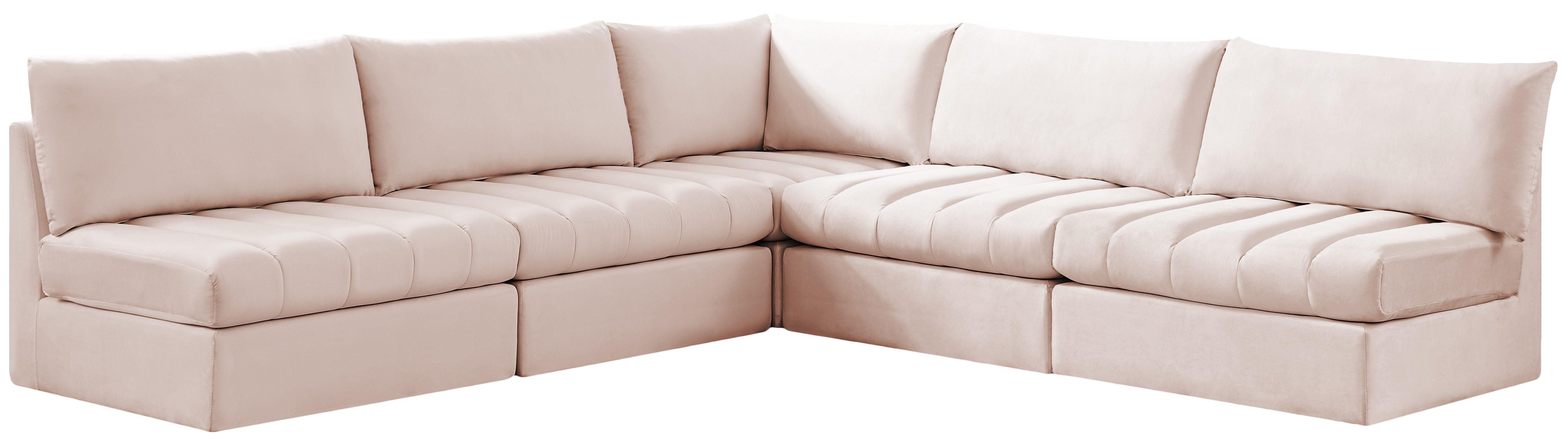 Meridian Furniture - Jacob - Modular Sectional 5 Piece - Pink - 5th Avenue Furniture