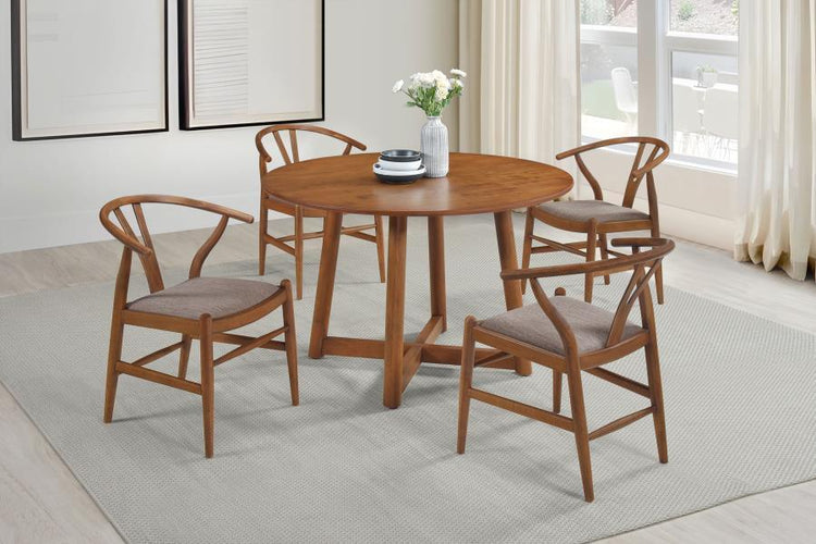 Coaster Fine Furniture - Dinah - Danish Y-Shaped Back Wishbone Dining Side Chair (Set of 2) - Walnut And Brown - 5th Avenue Furniture