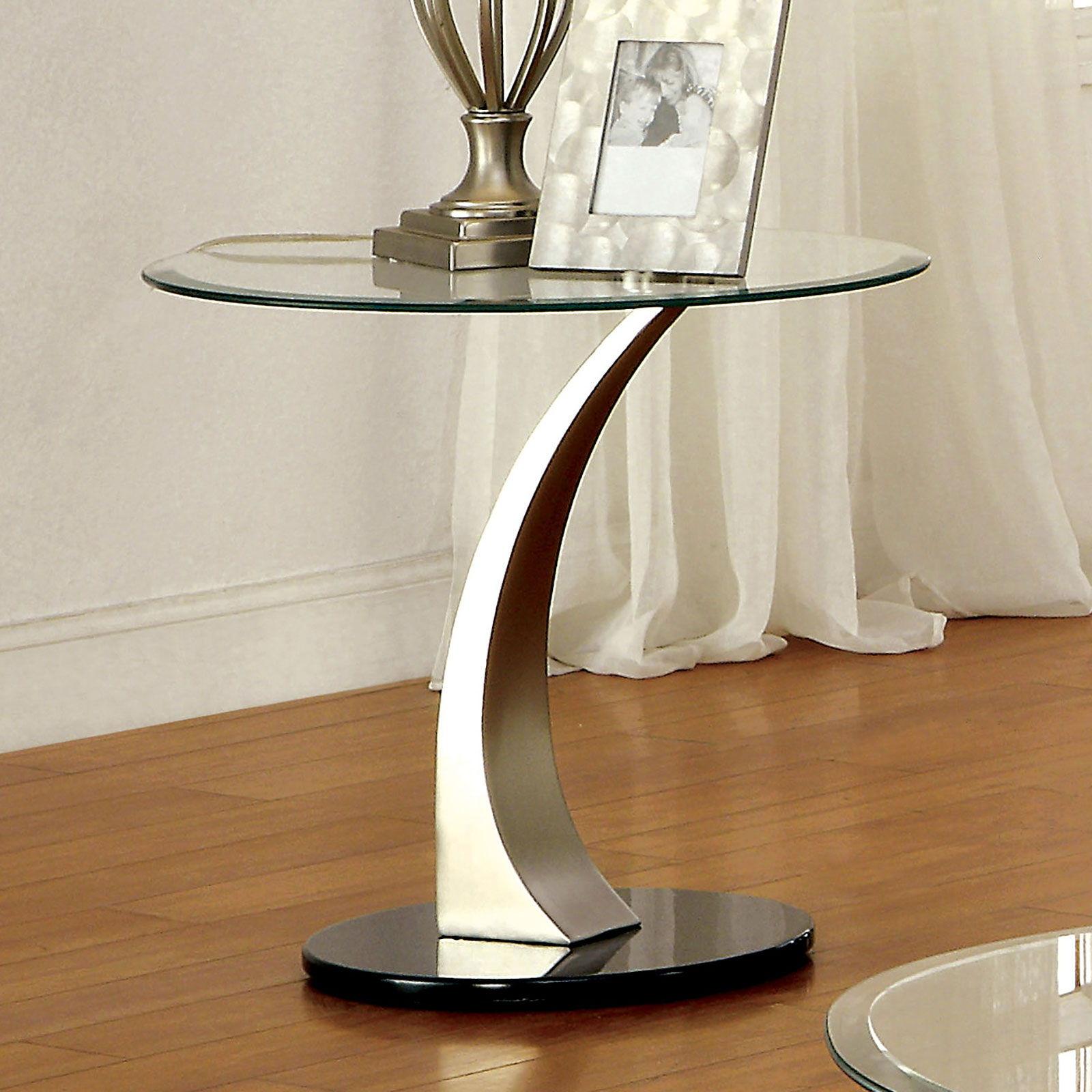 Furniture of America - Valo - End Table - Satin Plated / Black - 5th Avenue Furniture