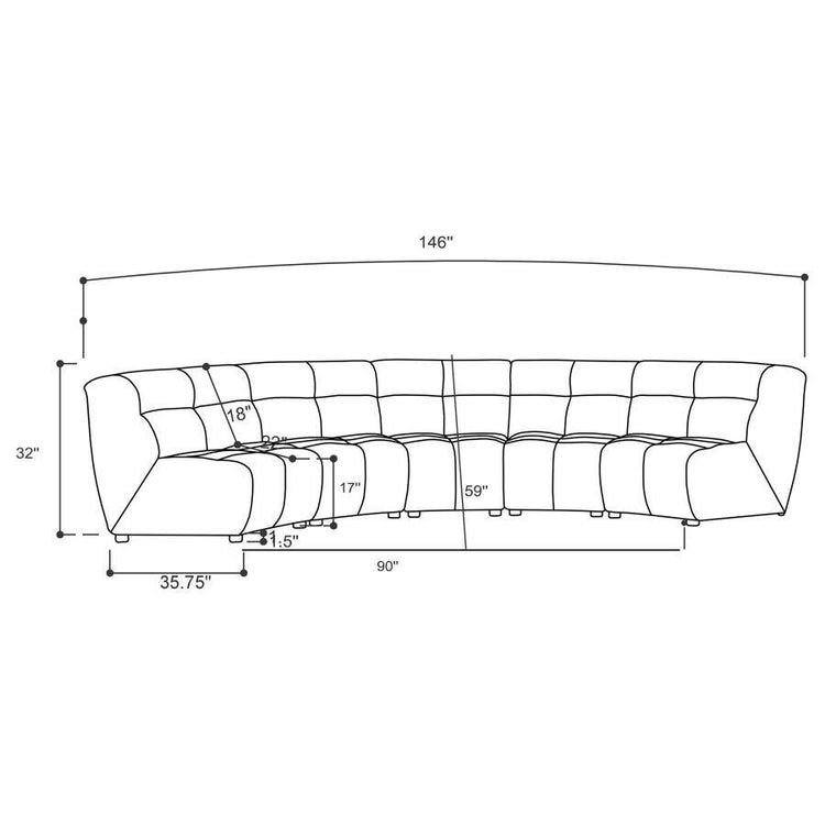 Coaster Fine Furniture - Charlotte - Upholstered Curved Modular Sectional Sofa - 5th Avenue Furniture