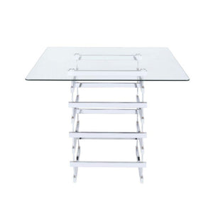 ACME - Nadie - Counter Height Table - Chrome & Clear Glass - 5th Avenue Furniture