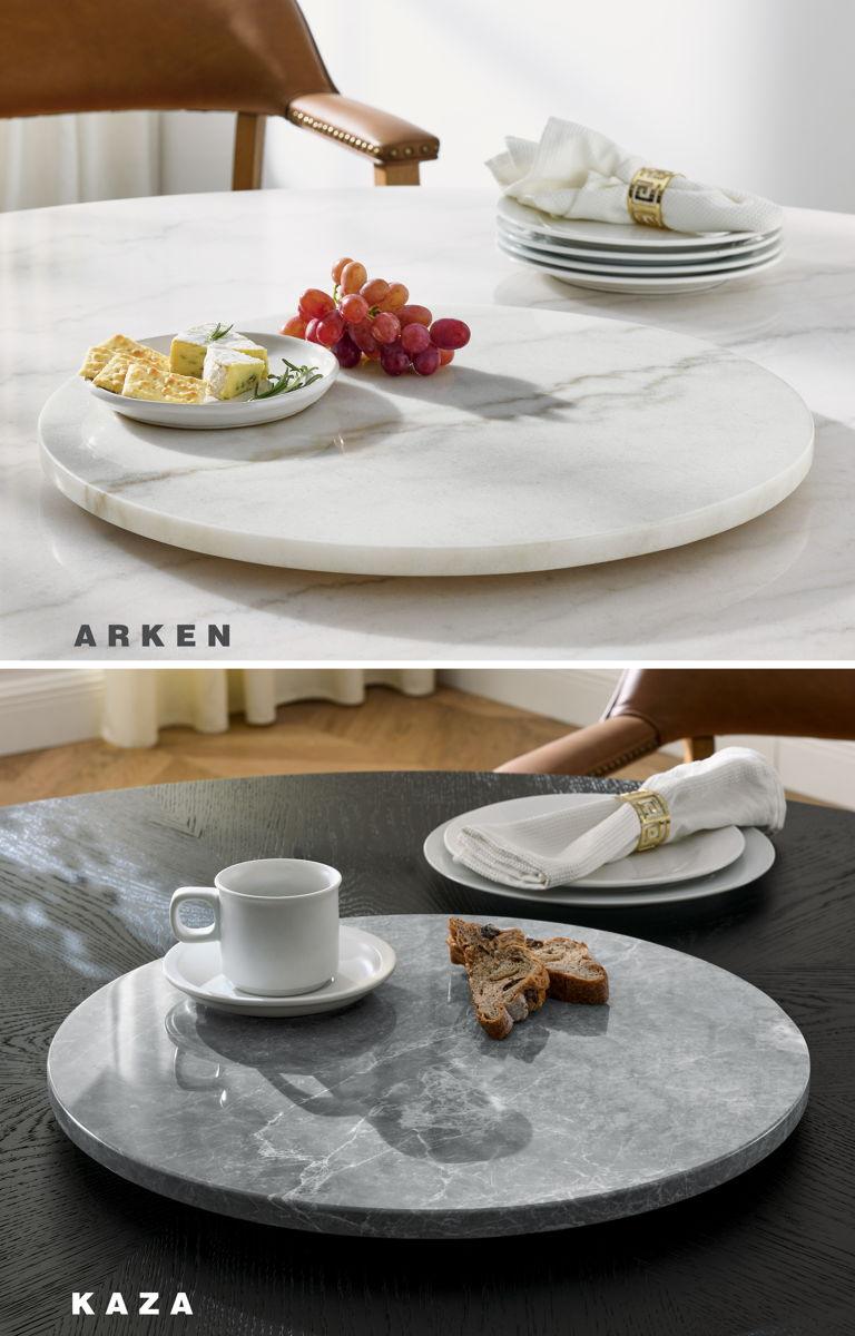 Steve Silver Furniture - Arken - White Marble Lazy Susan - White - 5th Avenue Furniture