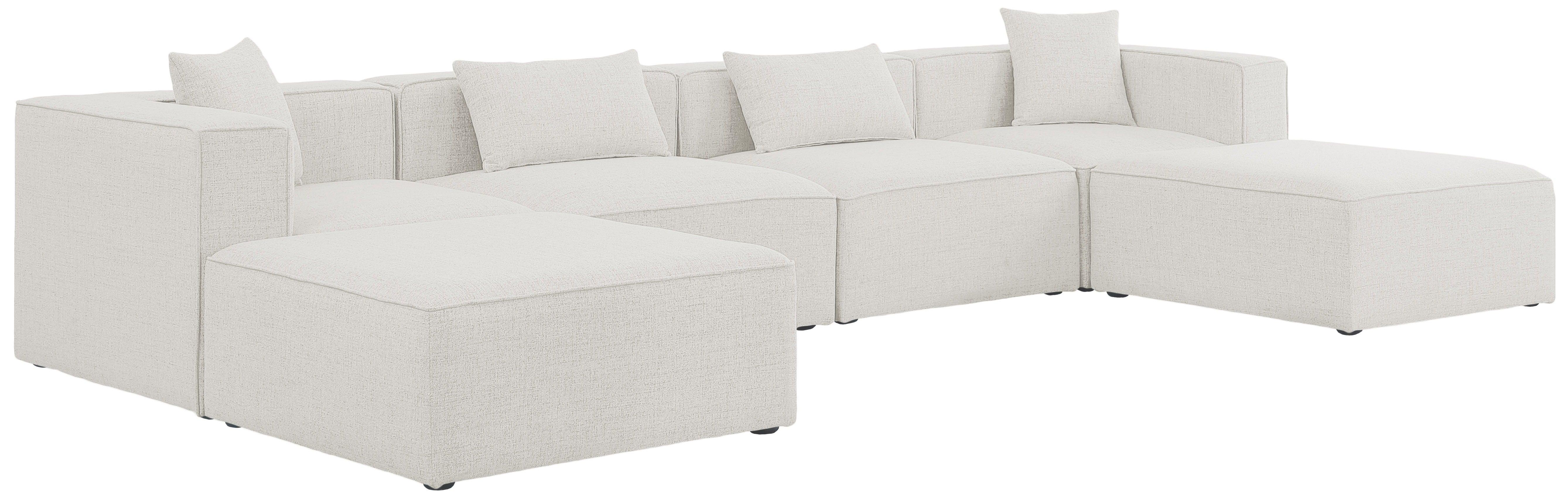 Meridian Furniture - Cube - Modular Sectional 6 Piece - Cream - Fabric - 5th Avenue Furniture