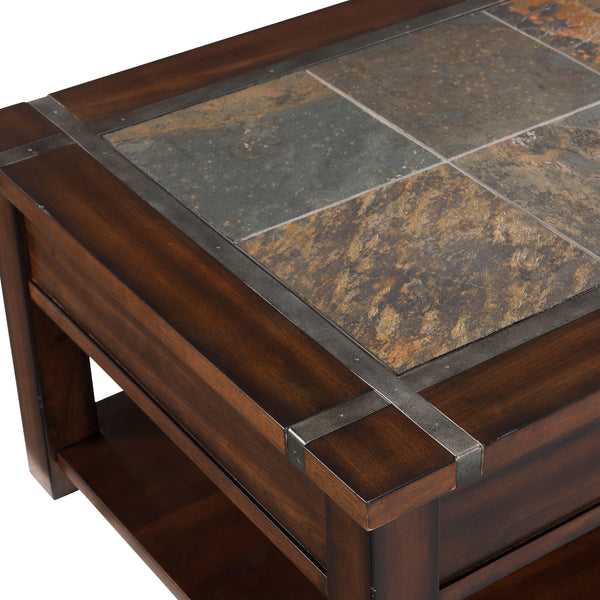 Magnussen Furniture - Roanoke - Rectangular Chairside End Table - Cherry And Slate - 5th Avenue Furniture