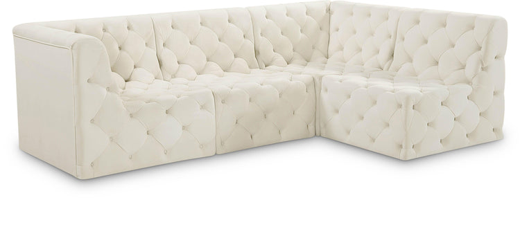 Meridian Furniture - Tuft - Modular Sectional 4 Piece - Cream - 5th Avenue Furniture