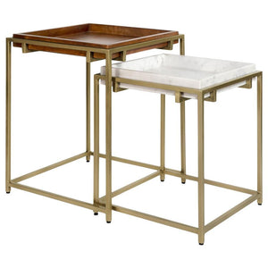 Coaster Fine Furniture - Bolden - 2 Piece Square Nesting Table With Recessed Top - Gold - 5th Avenue Furniture