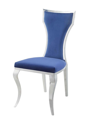 ACME - Azriel - Side Chair (Set of 2) - Blue Velvet & Mirroed Silver Finish - 5th Avenue Furniture