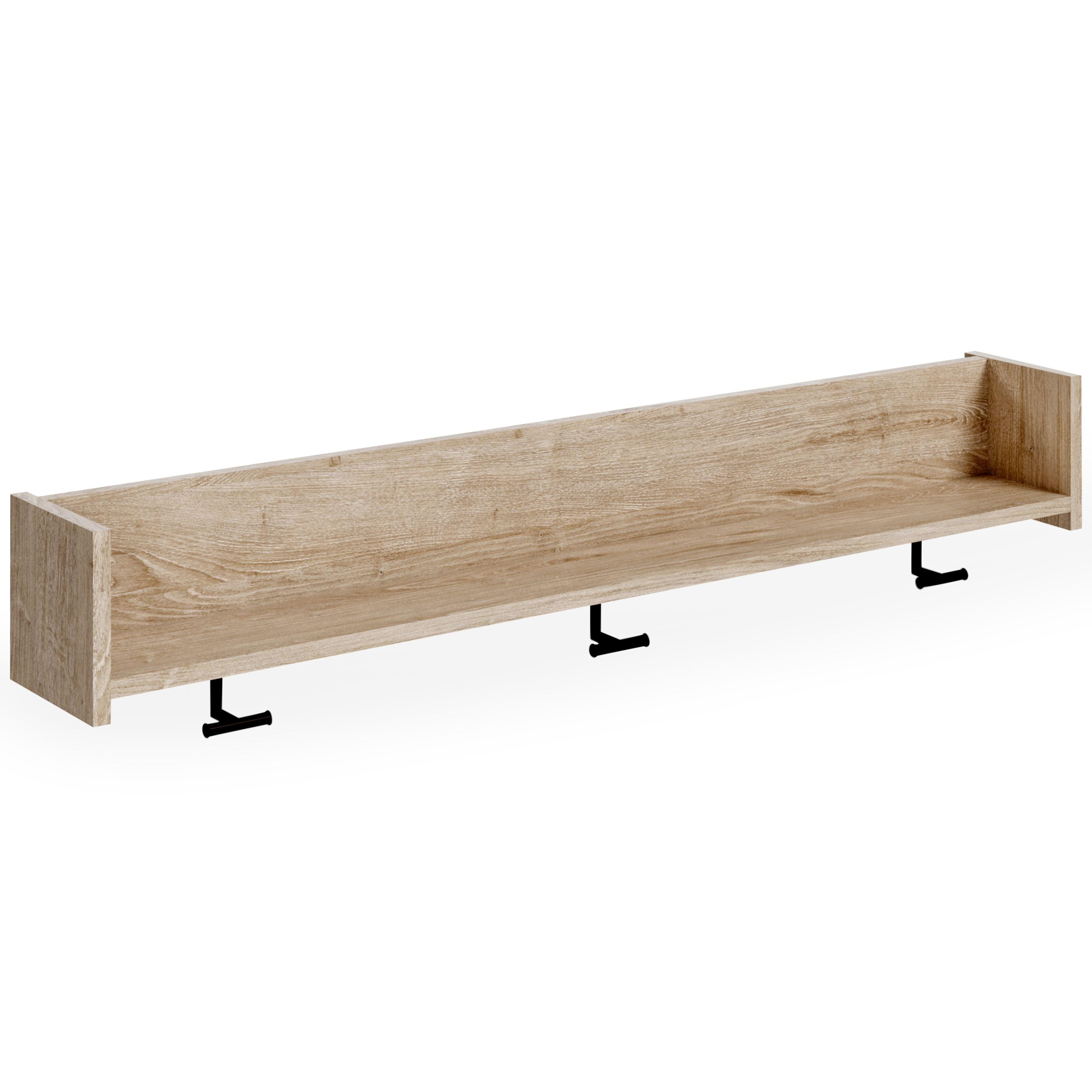 Ashley Furniture - Oliah - Natural - Wall Mounted Coat Rack W/shelf - 5th Avenue Furniture