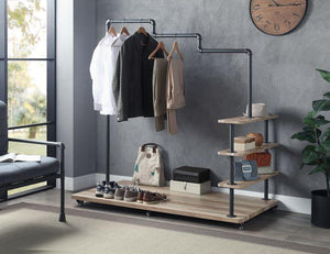 ACME - Brantley - Hanger Rack - Oak & Sandy Gray Finish - 63" - 5th Avenue Furniture