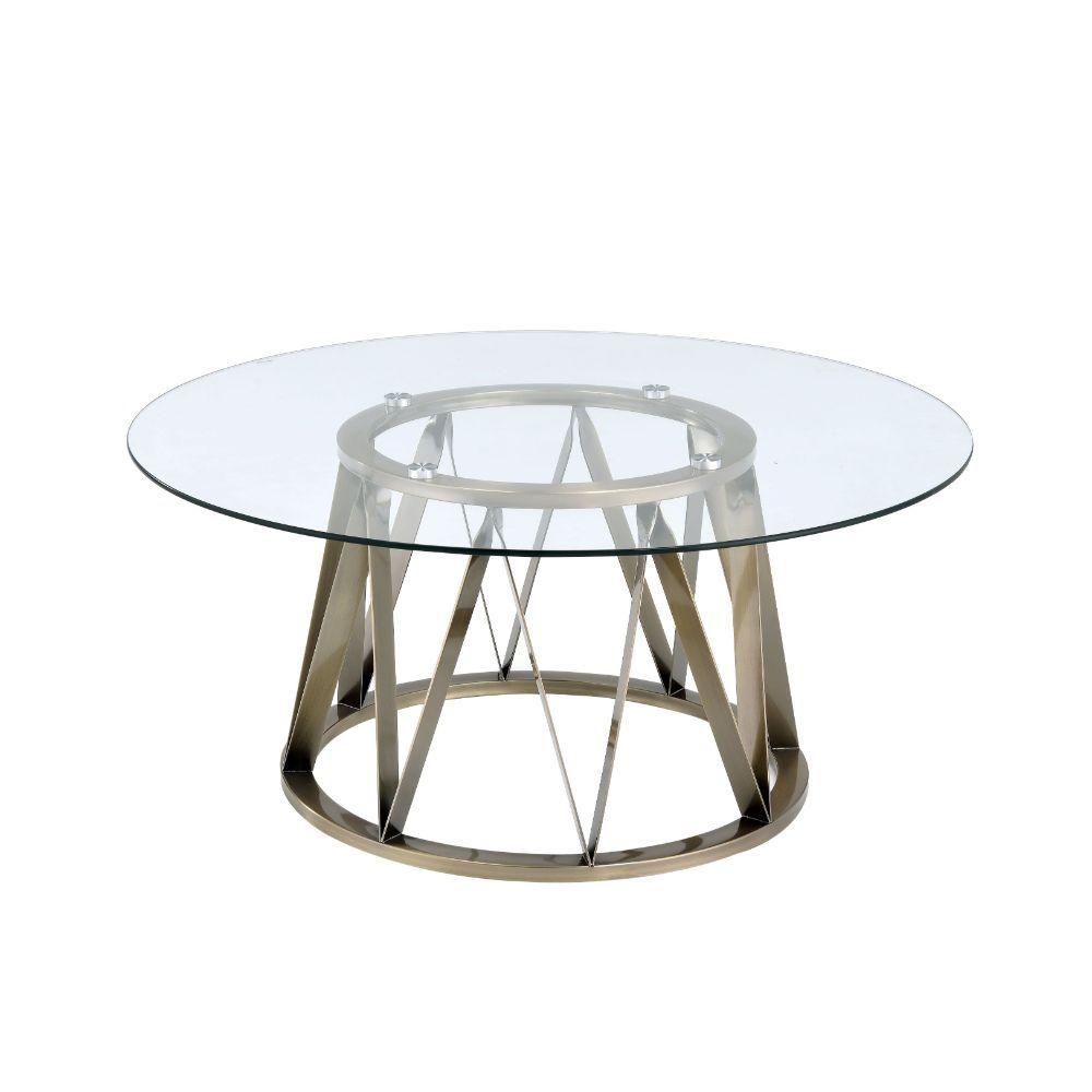 ACME - Perjan - Coffee Table - Antique Brass & Clear Glass - 5th Avenue Furniture
