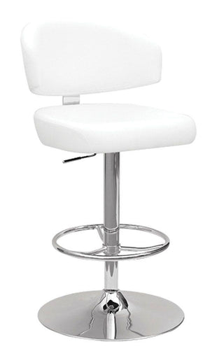 ACME - Deka - Stool - White PU & Chrome - 5th Avenue Furniture