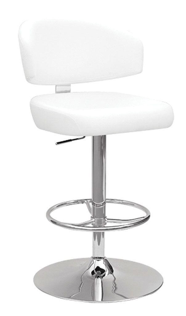 ACME - Deka - Stool - White PU & Chrome - 5th Avenue Furniture