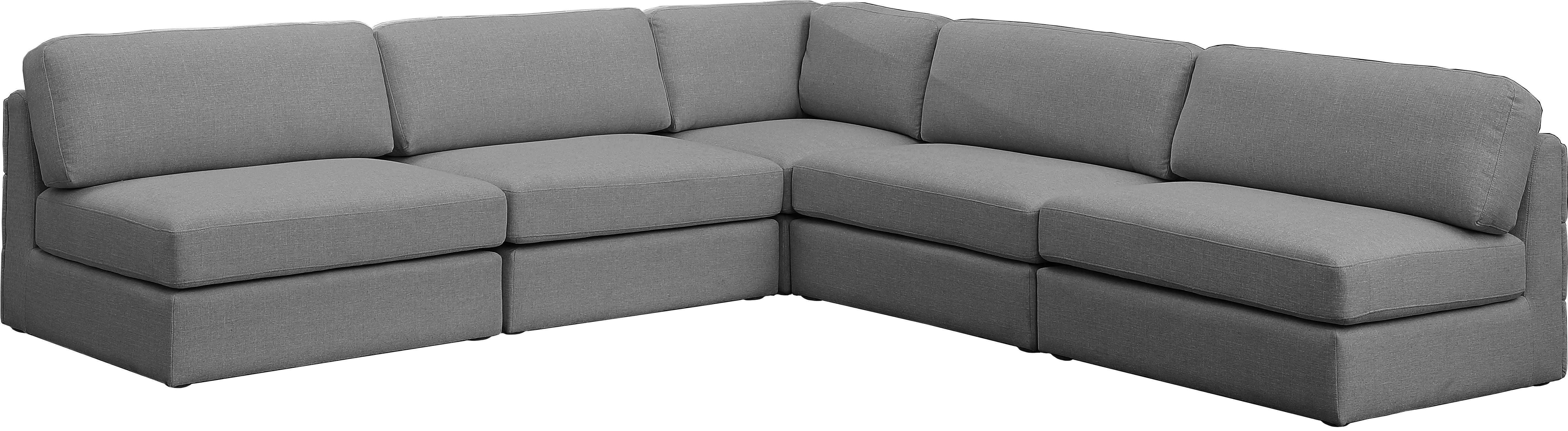 Meridian Furniture - Beckham - Modular Sectional 5 Piece - Gray - Fabric - Modern & Contemporary - 5th Avenue Furniture